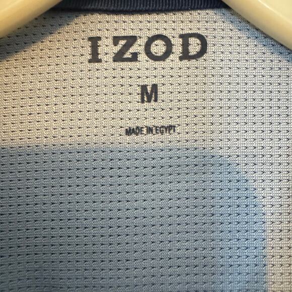 IZOD Men’s Shark Print Button Down Shirt Navy Blue Size M Short Sleeve - Picture 4 of 6